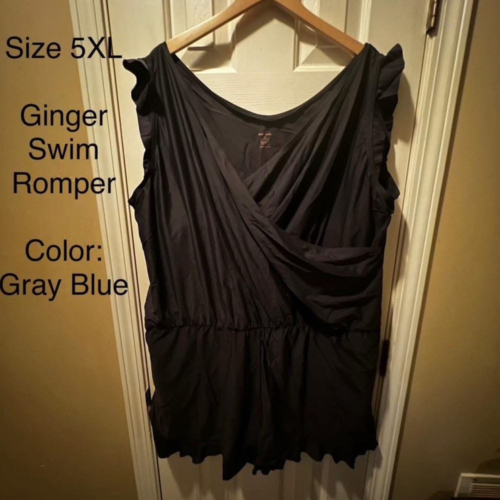 HONEY MARK Ginger Swim Romper- Gray Blue- Size 5XL- NWT